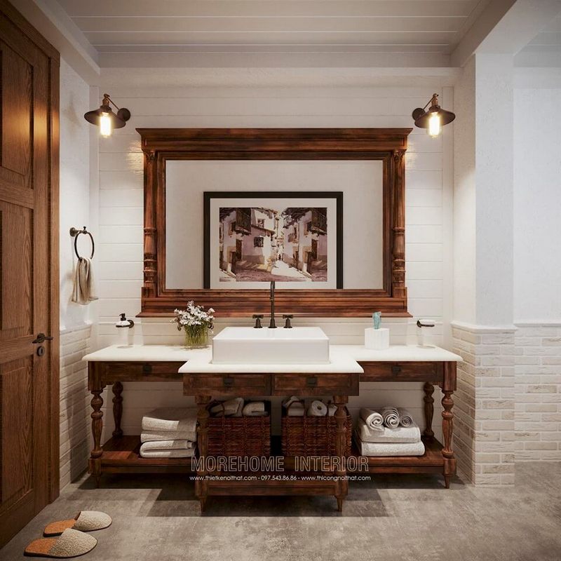 Thiết kế phòng tắm - nhà tắm của chủ nhà theo phong cách địa trung hải.